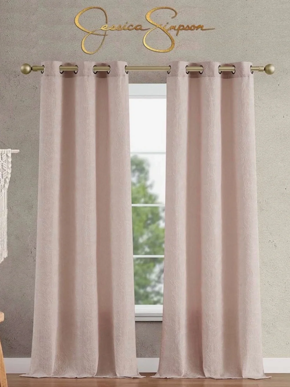 Jessica Simpson Pale Blushy Grommet Window Curtains Set 84x37.5 each